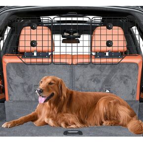CASIMR Dog Car Barrier for SUVs, Vehicles, Trucks, Cars, Adjustable Pet Divider Cargo Area Universal-Fit, Folding Design for Easy Storage, Heavy-Duty Wire Mesh Barriers Safety Travel Accessories