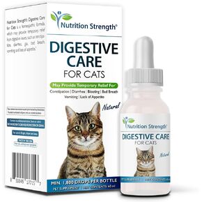 Digestive Care for Cats, Natural Constipation Relief for Cats and Kittens & Support for Diarrhea, Bloating, Bad Breath, Vomiting, Lack of Appetite, 60 Milliliters