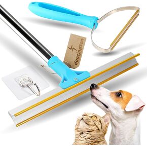 Carpet Rake for Pet Hair Removal – 2-Pcs Set Pet Hair Carpet Rake with Dog, Cat Hair Remover – Carpet Scraper Tool with 55-inch Adjustable Handle