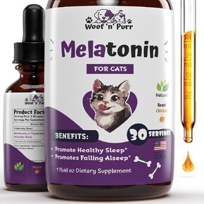 Cat Melatonin - Melatonin for Cats - Helps to Support Restful Sleep for Your Cat - Cat Sleep Aid - Cat Calming - Cat Anxiety Relief - Anxiety Relief for Cats - Cat Stress Relief - 1 fl oz