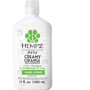Hempz Petz, Cat Shampoo & Conditioner, Creamy Orange & Red Raspberry 2 in 1 Shampoo & Conditioner 17 oz.