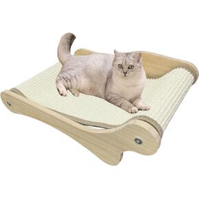 Sisal Cat Bed Scratcher for Indoor Cats Durable Cat Scratch Pad Wooden Cat Scratching Board with Natural Sisal Mat Cat Scratcher Lounger