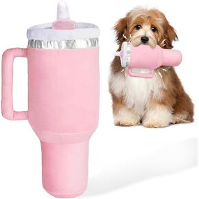 Funny Tumbler with Handle Cup Dog Toys,Cute Squeaky Dog Toys Cup, Safety Design Dog Toys for Small Dogs/Large Dogs/Medium Size Dog Toy Replica of 30 oz Cup (Pink) in Kuwait