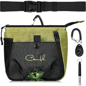 Large Dog Treat Pouch Training Kit with Clicker, Waist Pack Puppy Treat Bag with Poop Bag Dispenser and Clip for Belt, Big Dog Walking Pouches with Dog Clickers and Silent Whistle