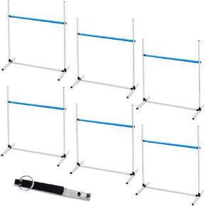 Halloscume 6 قطع شريط خفة الحركة للكلاب مقاس 38 × 25.4 × 38.4 بوصة معدات تدريب خفة الحركة للكلاب، حواجز للكلاب قابلة للتعديل مع حقيبة عقبة وصفارة لدورة عوائق الحيوانات الأليفة الداخلية والخارجية (أصفر) in Kuwait