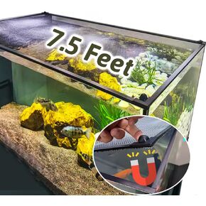 7.5 FT DIY Magnetic Fish Aquarium Anti-Jumping net Cover, Mesh Screen Netting for Fish Aquarium Screen Top Cover, Aquarium Lid Prevents Fish, Reptiles from Jumping Out (7.5 Feet)