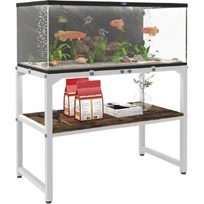 30 Gallon Fish Tank Stand with Shelf for Accessories Storage, 2 Tiers Heavy Duty Metal Aquarium Stand, Breeder Tank Turtle Reptile Terrariums Stand Rack for Home Office, 30" L x 12" W, White