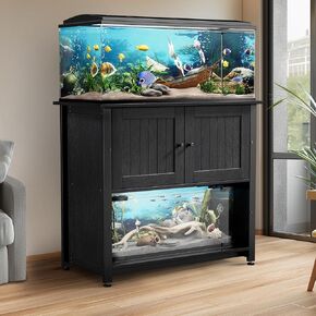 40-50 Gallon Fish Tank Stand with Cabinet, Metal Aquarium Stand for Accessories Storage, Reptile Tank Turtle Terrariums Table Bearable 1000LBS, Accommodates 2 Aquariums