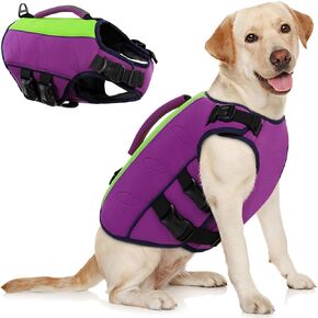 AOFITEE Dog Life Jacket, Reflective Dog Life Vest for Swimming Boating, Ripstop Dog Swimming Vest with Rescue Handle and Superior Buoyancy, Dog Floating Vests for Small Medium Large Dogs, XL