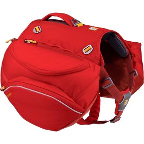 Ruffwear, Palisades Dog Backpack, Multi-Day Hiking Pack with Saddlebags and Hydration Bladders, Red Sumac, Medium