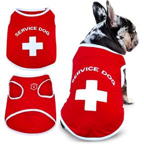 قميص خدمة للكلاب - تي شيرت مصنوع من قماش تبريد مسامي للكلاب والبلدوغ الفرنسية - ملابس مريحة وخفيفة الوزن للحيوانات الأليفة لفصول الربيع والصيف - تصميم كبير للكلاب الخدمة in Kuwait