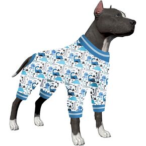LovinPet Large Dog Outfit Girl -Undershirt For Dog Hoodies,Dog Pajamas,Lightweight Stretchy Fabric,Abstract Dinosaur Print,Big Dog Jammies,Uv Protection Tshirt,Easy To Wear Adorable Dog Jumpsuit,Large