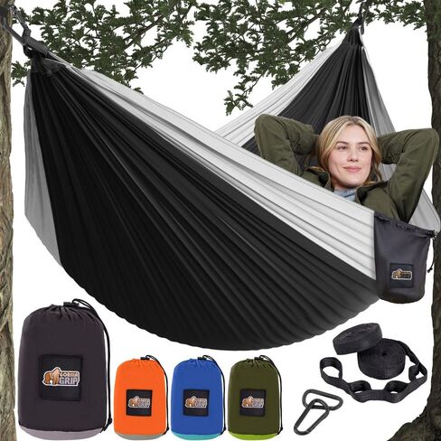Gorilla Grip Lightweight Camping Hammock Holds 400lbs, Heavy Duty Tree Friendly Straps, Easy to Use, Portable Comfortable Travel Swing Hammocks, Outdoor Tent Camp Essentials, Green, 10x6.5 FT in Saudi Arabia