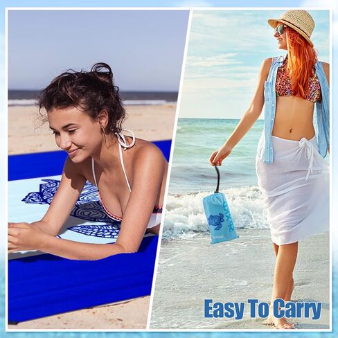 Beach Blanket Waterproof Sandproof Oversized 79" X 83" Soft Durable Light Weight and Portable Beach Mat with Corner Pockets for 4-6 Adults Outdoor Picnic Mat with Pocket for Travel Camping Hiking in Kuwait