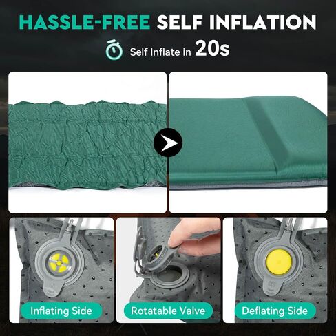 Hikenture Self Inflating Sleeping Pad for Camping, 3'' Ultra Thick Camping Pad with Pillow, 9.5 R-Value Insulated Camping Mattress, 4-Season Inflatable Foam Camping Mat for Car, Tent, Cot in Saudi Arabia