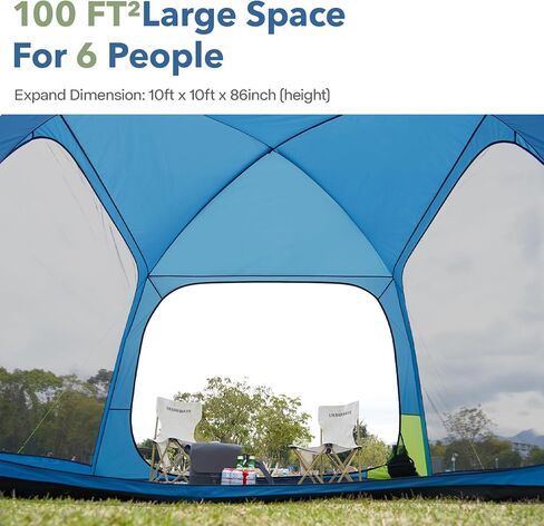 10 X 10ft Screen House Room for Camping, Screened Mesh Net Wall Canopy Tent, UPF 50+ Screen Tent with Floor for Patios Outdoor Camping Activities in Kuwait