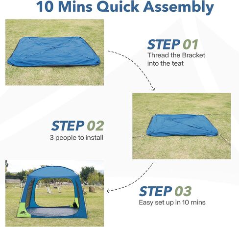 10 X 10ft Screen House Room for Camping, Screened Mesh Net Wall Canopy Tent, UPF 50+ Screen Tent with Floor for Patios Outdoor Camping Activities in Kuwait