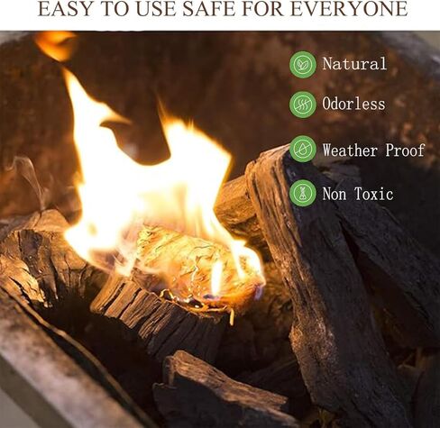 TooGet Fire Starters 30 قطعة من الشمع الخشبي الطبيعي لنيران المخيمات والشواية وحفرة النار والمدخن والشواء والمدفأة وموقد الخشب وبادئ الفحم - مقاوم للماء in Kuwait