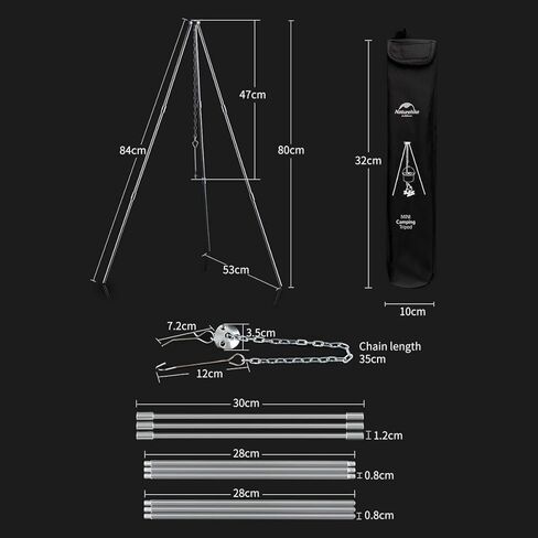 Naturehike Heavy-Duty Aluminum Cooking Tripod, Camping Camp Fire Tripod, Portable Lightweight 31.5 INCH Height in Saudi Arabia