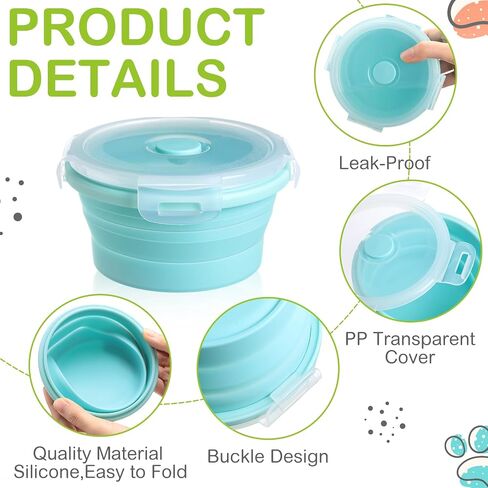 4 Pcs Collapsible Bowls with Lids Silicone Camping Food Storage Container Expandable Folding Salad Lunch Box Travel Container for Hiking Camping in Saudi Arabia
