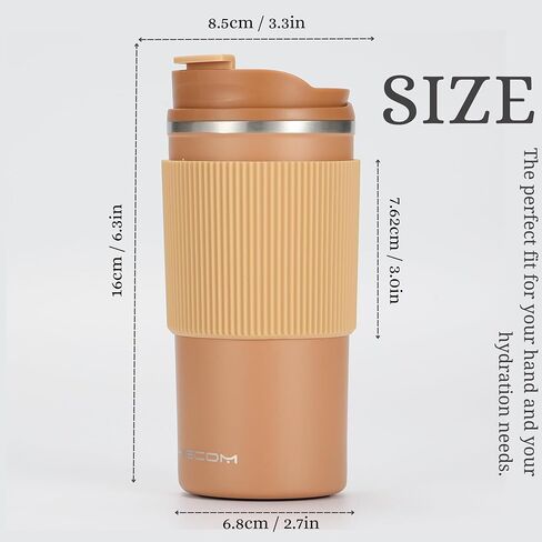 Coffee mug Vacuum Insulated Travel Mug 16oz with Double-Wall, Heat-Resistant Design, Non-Slip Silicone Grip, and Leakproof Lid for Hot and Cold Beverages in Saudi Arabia