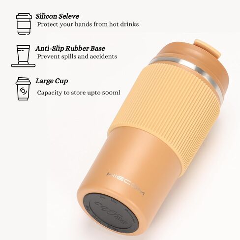 Coffee mug Vacuum Insulated Travel Mug 16oz with Double-Wall, Heat-Resistant Design, Non-Slip Silicone Grip, and Leakproof Lid for Hot and Cold Beverages in Saudi Arabia