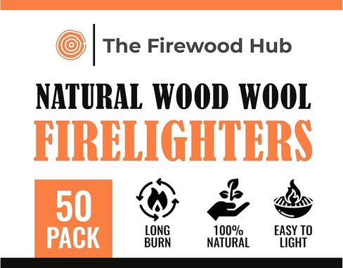 50 - XL Wood Wool Firestarters for Safe, Clean, and Odorless Ignition of Wood and Log Burners, BBQs, Pizza Ovens, Camping and More - The Perfect Fire Starter for Any Occasion in Saudi Arabia