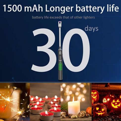 ولاعة شمعة، ولاعة كهربائية قابلة لإعادة الشحن عبر USB، عمر بطارية طويل الأمد، شاشة LED، رقبة مرنة مقاومة للرياح، بلازما عديمة اللهب، ولاعة طويلة للشموع والشواء والتخييم في المطبخ in Kuwait