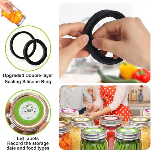 M11 Mason Jar Vacuum Sealer - طقم سدادة تفريغ جرة ميسون الكهربائية مع أغطية ميسون واسعة ومنتظمة للفم، سدادة تفريغ جرة لتعليب الجرار، آلة ختم فراغ لتخزين المواد الغذائية in Kuwait