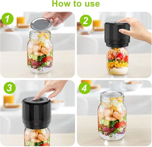 M11 Mason Jar Vacuum Sealer - طقم سدادة تفريغ جرة ميسون الكهربائية مع أغطية ميسون واسعة ومنتظمة للفم، سدادة تفريغ جرة لتعليب الجرار، آلة ختم فراغ لتخزين المواد الغذائية in Kuwait