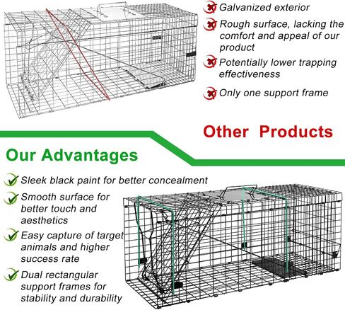 Live Animal Trap Cage, 32" X 12" X 12.5" Catch and Release, Humane Live Trap Cage Indoor & Outdoor Foldable Live Trap for Raccoons,Groundhogs, Stray Cats,Squirrels, Rabbits, woodchucks in Saudi Arabia