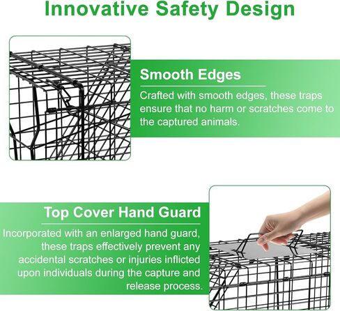 Live Animal Trap Cage, 32" X 12" X 12.5" Catch and Release, Humane Live Trap Cage Indoor & Outdoor Foldable Live Trap for Raccoons,Groundhogs, Stray Cats,Squirrels, Rabbits, woodchucks in Saudi Arabia
