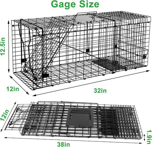 Live Animal Trap Cage, 32" X 12" X 12.5" Catch and Release, Humane Live Trap Cage Indoor & Outdoor Foldable Live Trap for Raccoons,Groundhogs, Stray Cats,Squirrels, Rabbits, woodchucks in Saudi Arabia
