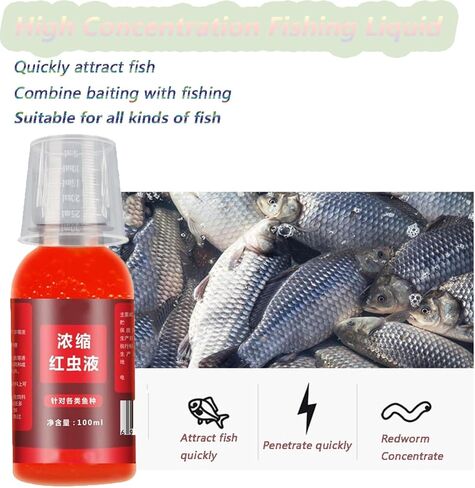 2pcs Red Worm Scent Fish attractants for Baits, Red 40 Fishing Liquid,Red Worm Concentrate,Bloodworm Liquid Bait, Bait Fish Additive,Fish Lure Attraction Enhancer for Trout, Cod, Carp, Bass(100ml*2) in Kuwait