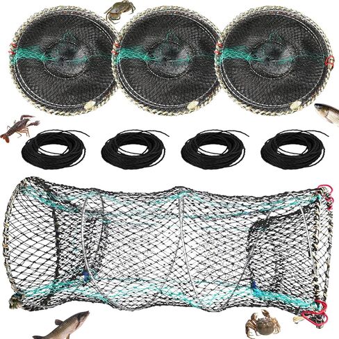 4 عبوات من مصيدة طعم الصيد، مصيدة جراد البحر، مصائد صيد قابلة للطي مع حبل بطول 260 قدم، مصيدة سرطان البحر، مصيدة أسماك لجراد البحر، جراد البحر، الروبيان، ملحقات صيد قابلة للطي in Kuwait