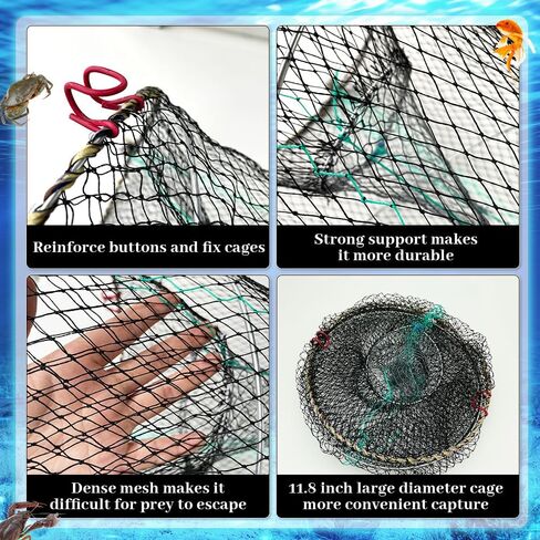 4 عبوات من مصيدة طعم الصيد، مصيدة جراد البحر، مصائد صيد قابلة للطي مع حبل بطول 260 قدم، مصيدة سرطان البحر، مصيدة أسماك لجراد البحر، جراد البحر، الروبيان، ملحقات صيد قابلة للطي in Kuwait