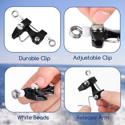 6 Pcs Outrigger Release Clips Downrigger Release Clips with Adjustable Tension Planer Board Clips Downrigger Fishing Kite for Trolling Offshore Fishing Accessories (White) in Saudi Arabia
