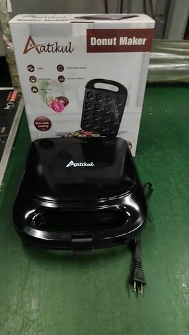Mini Donut Maker Pancake Waffle Maker Machine for Instant Breakfast, Snacks, Dessert; Non-stick Surface, Cake Machine, Waffle maker, Kid's friendly, Double-Sided Heating Makes 16 Donut, Black in Saudi Arabia