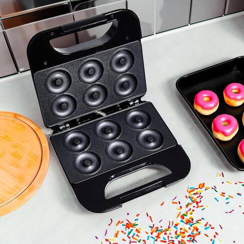 اطبخ باستخدام صانع الدونات الصغير الملون: اصنع حلوى ملونة بألواح غير لاصقة بقوة 750 وات، ومقبض سهل التنظيف، وملمس بارد، وأقدام مقاومة للانزلاق؛ تصنع 6 قطع دونات لحلويات مناسبة للأطفال، باللون الأسود in Kuwait