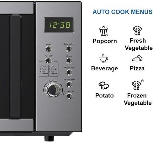 Emerson MW7601SL Compact Countertop Microwave Oven with Sleek Mirrored Finish Door 10 Power Levels, 6 Auto Menus, Glass Turntable and Child Safe Lock, 0.7 Cu. Ft, Silver in Kuwait