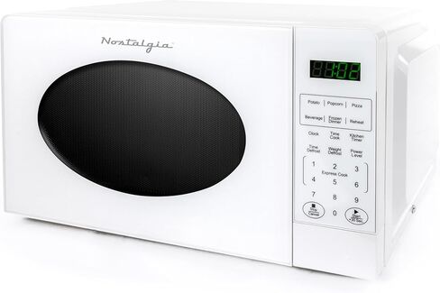 فرن ميكروويف نوستالجيا مودرن ريترو - 700 وات - 0.7 قدم مكعب - 12 إعداد طهي مبرمج مسبقًا - ساعة رقمية - أجهزة المطبخ - أبيض in Kuwait