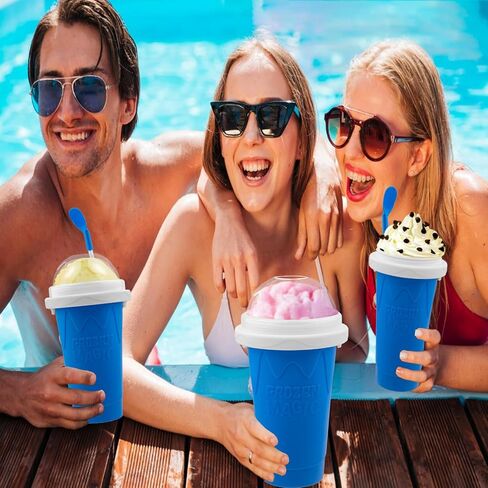 Slushie Maker Cup - DIY Magic Slushy Maker Squeeze Cup, Portable Smoothie Squeeze Cup for Juices, Milk and Ice Cream Make, Double Layer Squeeze Slushy Maker Cup, Birthday Gifts for Friends&Family Blue in Saudi Arabia