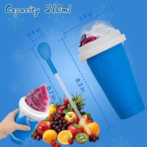 Slushie Maker Cup - DIY Magic Slushy Maker Squeeze Cup, Portable Smoothie Squeeze Cup for Juices, Milk and Ice Cream Make, Double Layer Squeeze Slushy Maker Cup, Birthday Gifts for Friends&Family Blue in Saudi Arabia