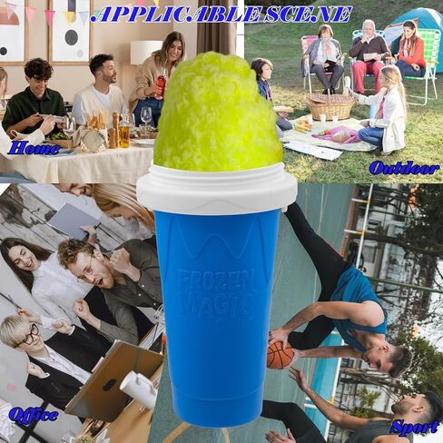 Slushie Maker Cup - DIY Magic Slushy Maker Squeeze Cup, Portable Smoothie Squeeze Cup for Juices, Milk and Ice Cream Make, Double Layer Squeeze Slushy Maker Cup, Birthday Gifts for Friends&Family Blue in Saudi Arabia
