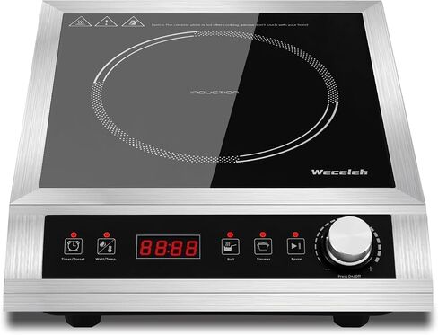 Commercial Induction Cooktop,Electric Cooktop Stove,Durable Countertop Burner,10 Temp Levels,Sensor Touch & Knob Control, Boil and Simmer, 3-Hour Timer & 24 Hours Preset,Heavy Duty,120V/1800W in Saudi Arabia