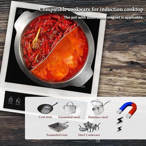 Commercial Induction Cooktop,Electric Cooktop Stove,Durable Countertop Burner,10 Temp Levels,Sensor Touch & Knob Control, Boil and Simmer, 3-Hour Timer & 24 Hours Preset,Heavy Duty,120V/1800W in Saudi Arabia