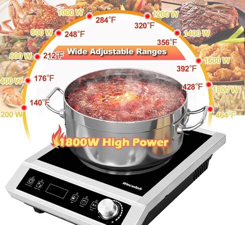 Commercial Induction Cooktop,Electric Cooktop Stove,Durable Countertop Burner,10 Temp Levels,Sensor Touch & Knob Control, Boil and Simmer, 3-Hour Timer & 24 Hours Preset,Heavy Duty,120V/1800W in Saudi Arabia