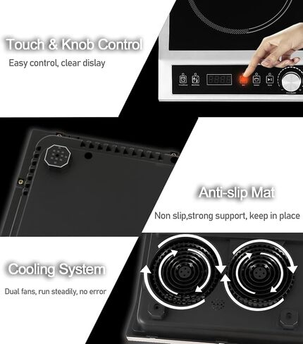 Commercial Induction Cooktop,Electric Cooktop Stove,Durable Countertop Burner,10 Temp Levels,Sensor Touch & Knob Control, Boil and Simmer, 3-Hour Timer & 24 Hours Preset,Heavy Duty,120V/1800W in Saudi Arabia