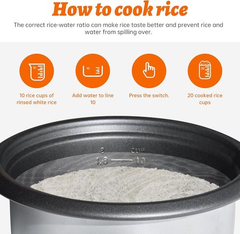 جهاز طبخ الأرز سعة 10 أكواب كبيرة محمولة من الأرز وحافظة تلقائية على الدفء، وعاء غير لاصق، جهاز طبخ الأرز الصغير هذا هو هدية رائعة لطلاب الجامعات (أبيض) in Kuwait