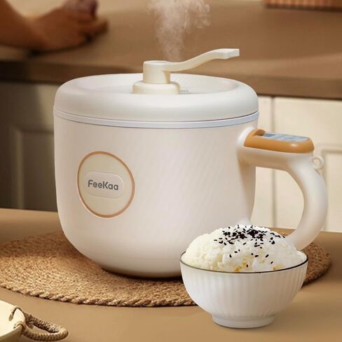 Mini Rice Cooker 2 Cup, Feekaa Rice Cooker Small 1.2L, Small Removable Electric Rice Cooker for 1-2 people, 6 Modes Rice Cooker for White Rice, Brown Rice, Stew, Ramen, Porridge, Hot Pot in Saudi Arabia